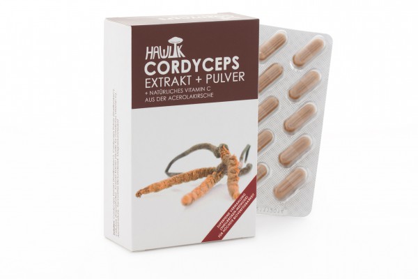 Cordyceps Pulver+Extrakt - 60 Kapseln - Hawlik
